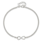 Sterling Silver 2-Strand Infinity 10 inch Plus 1 inch Extender - Total 11 inch Anklet