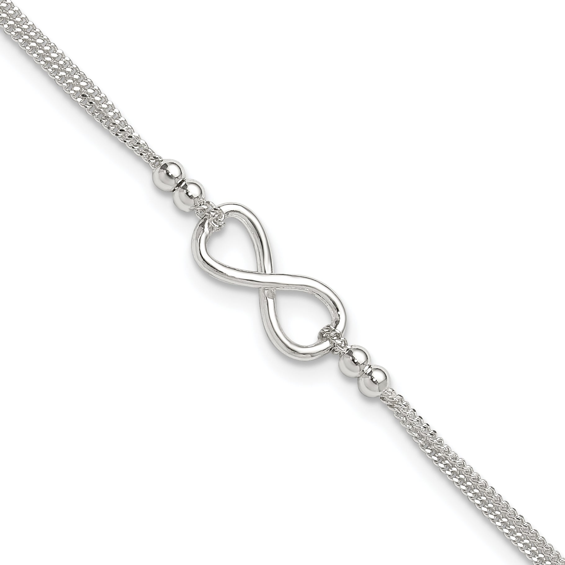 Sterling Silver 2-Strand Infinity 9 inch Plus 1 inch Extender - Total 10 inch Anklet Main image