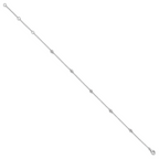 Sterling Silver Rhodium-plated Bezel CZ 5-Station 10 inch Plus 2 inch Extender  - Total 12 inch Anklet