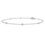 Sterling Silver Rhodium-plated Bezel CZ 5-Station 10 inch Plus 2 inch Extender  - Total 12 inch Anklet