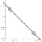 Sterling Silver Rhodium-plated Bezel CZ 5-Station 9 inch Plus 2 inch Extender  - Total 11 inch Anklet