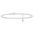 Sterling Silver Heart Link 9 inch Plus 1 inch Extender - Total 10 inch Anklet
