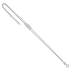 Sterling Silver 2-Strand Beaded CZ 9 inch Plus 1 inch Extender - Total 10 inch Anklet
