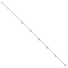 Sterling Silver Rhodium-plated Starfish 10 inch Plus 2 inch Extender - Total 12 inch Anklet