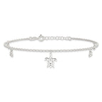 Sterling Silver Turtle and Beads 9 inch Plus 1 inch Extender - Total 10 inch Anklet