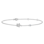 Sterling Silver Rhodium-plated CZ Turtle 9 inch Plus 2 inch Extender - Total 11 inch Anklet