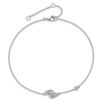 Sterling Silver Rhodium-plated CZ Flip Flops 9 inch Plus 2 inch Extender - Total 11 inch Anklet