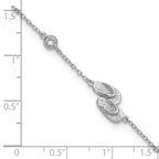 Sterling Silver Rhodium-plated CZ Flip Flops 9 inch Plus 2 inch Extender - Total 11 inch Anklet