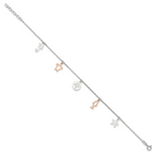 Sterling Silver Rose-tone Seashore Charms 9 inch Plus 1 inch Extender - Total 10 inch Anklet