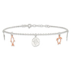 Sterling Silver Rose-tone Seashore Charms 9 inch Plus 1 inch Extender - Total 10 inch Anklet
