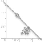 Sterling Silver Rhodium-plated CZ / Palm Tree 9 inch Plus 1 inch Extender  - Total 10 inch Anklet