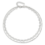 Sterling Silver 2-Strand Heart Link 9 inch Plus 1 inch Extender - Total 10 inch Anklet