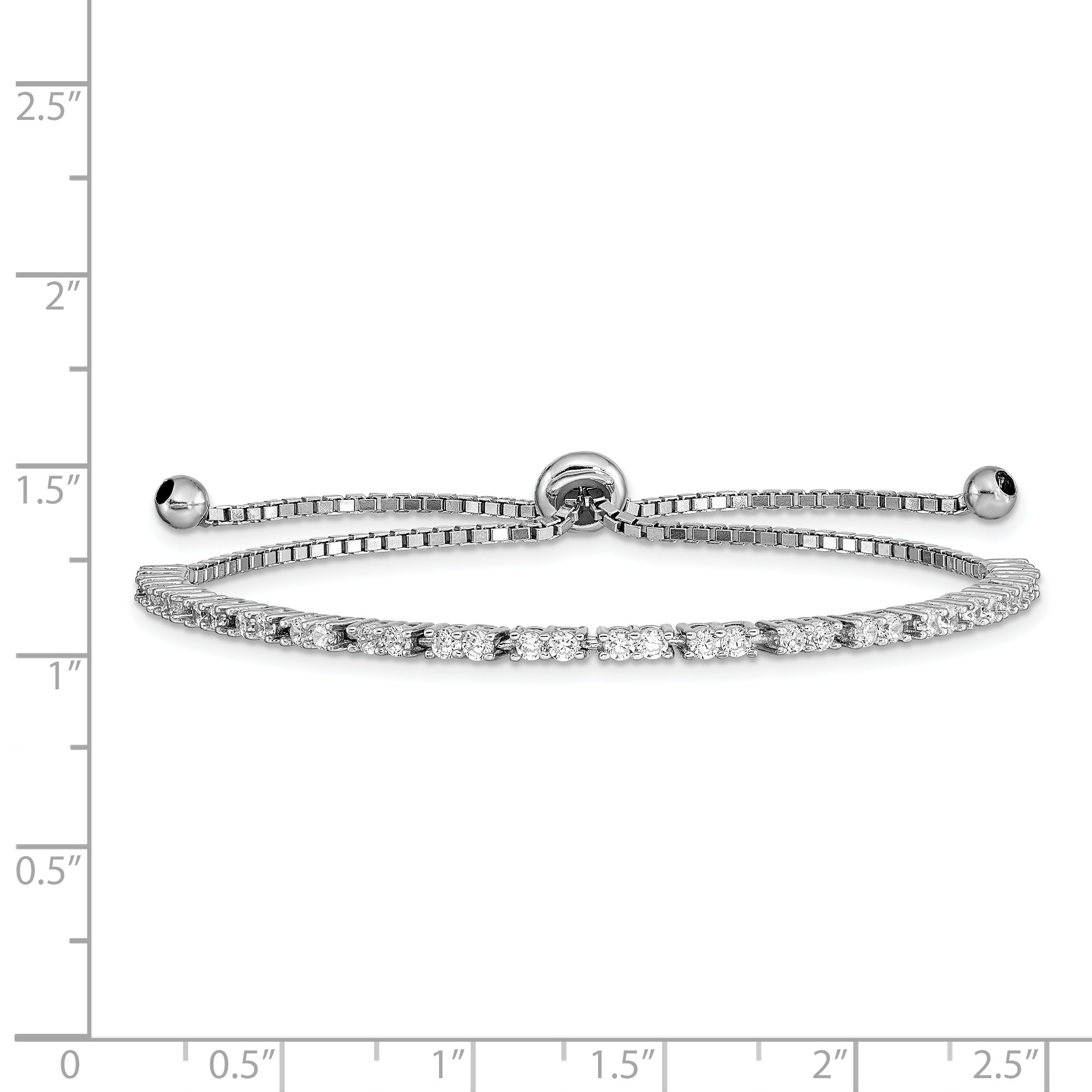Sterling Silver Rhod-plated April CZ Adjustable Bracelet Secondary image