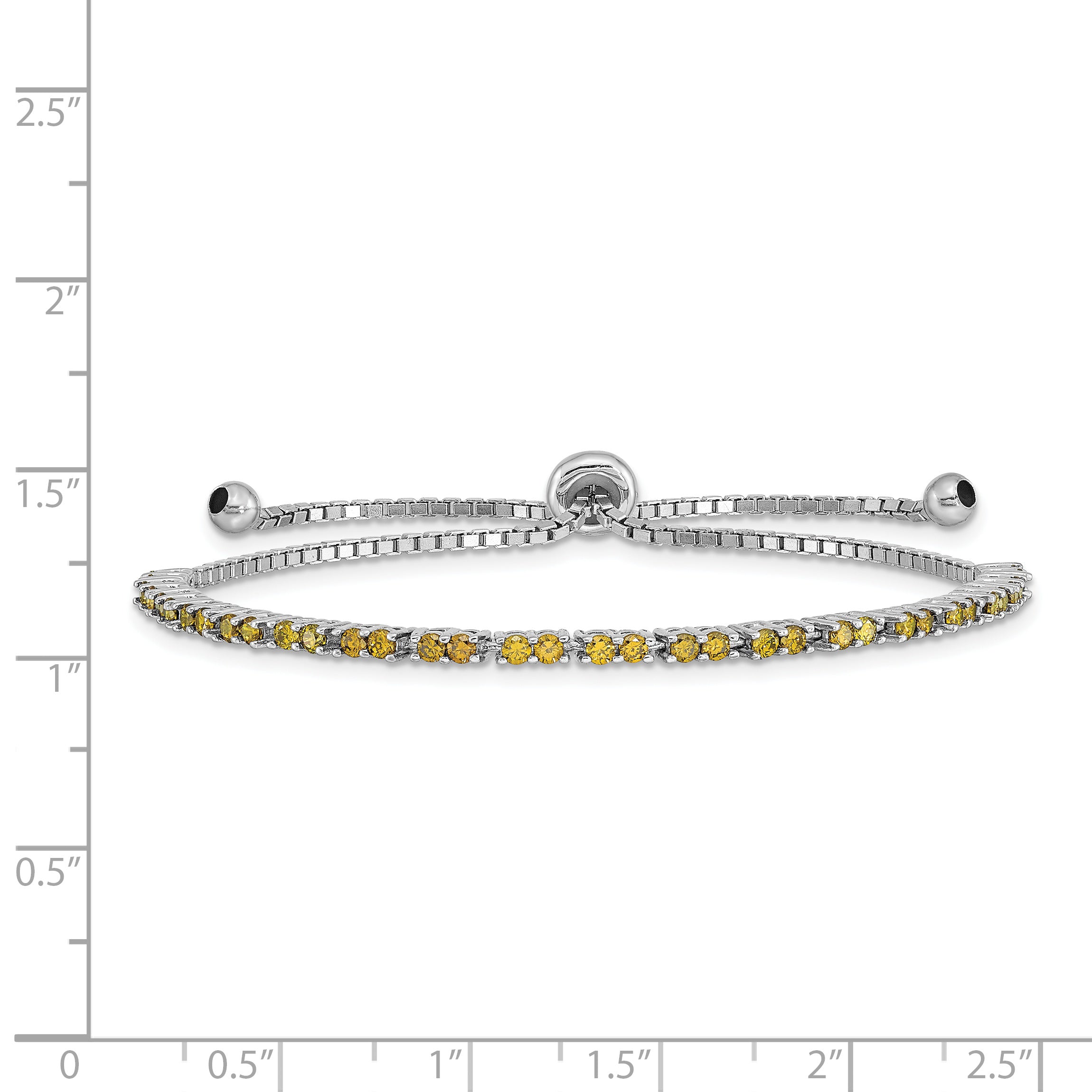 Sterling Silver Rhod-plated August Lime CZ Adjustable Bracelet