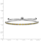 Sterling Silver Rhod-plated August Lime CZ Adjustable Bracelet