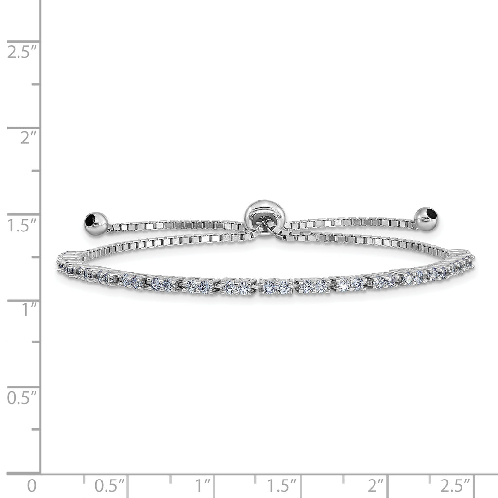 Sterling Silver Rhod-plated June Lavender CZ Adjustable Bracelet