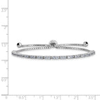 Sterling Silver Rhod-plated June Lavender CZ Adjustable Bracelet