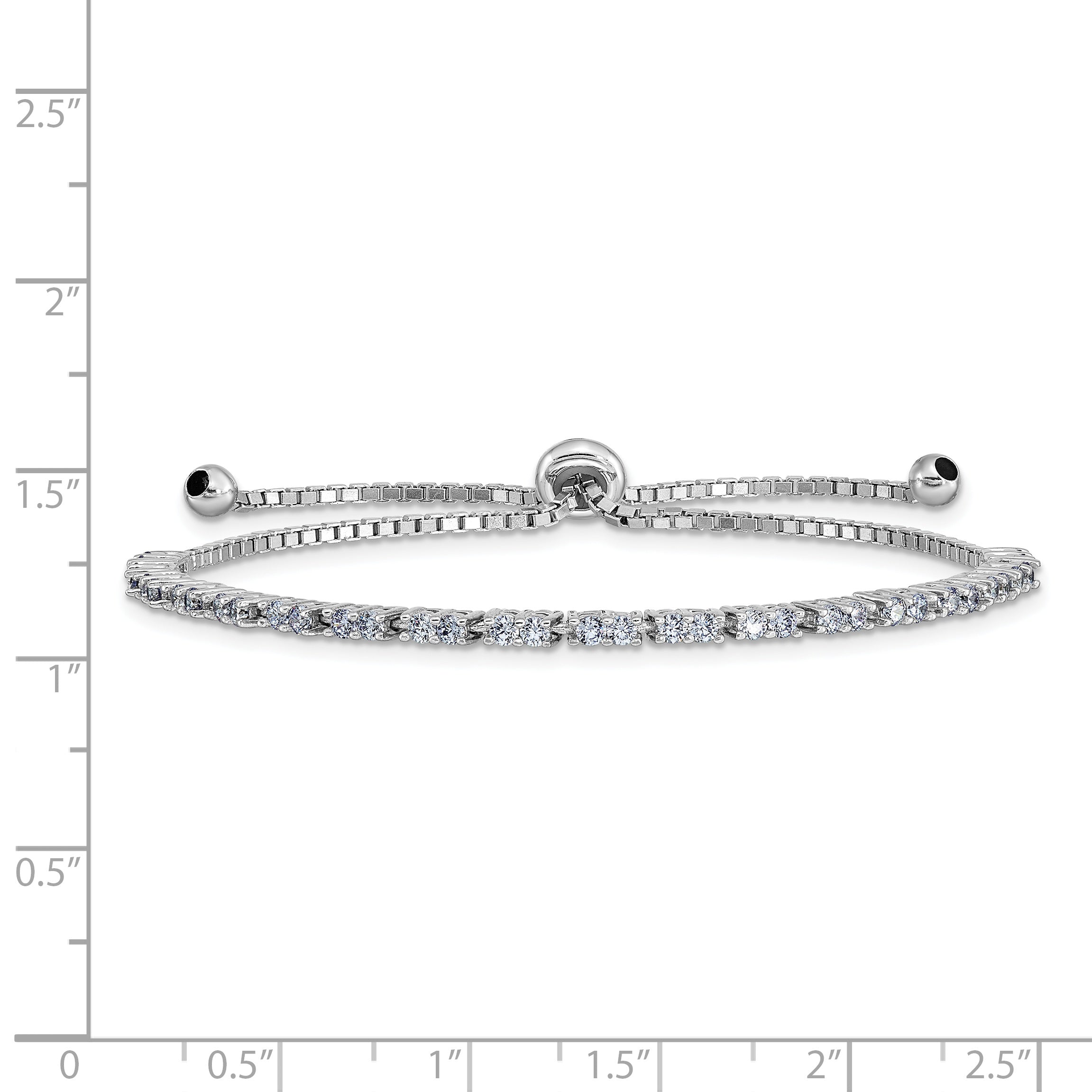 Sterling Silver Rhod-plated June Lavender CZ Adjustable Bracelet