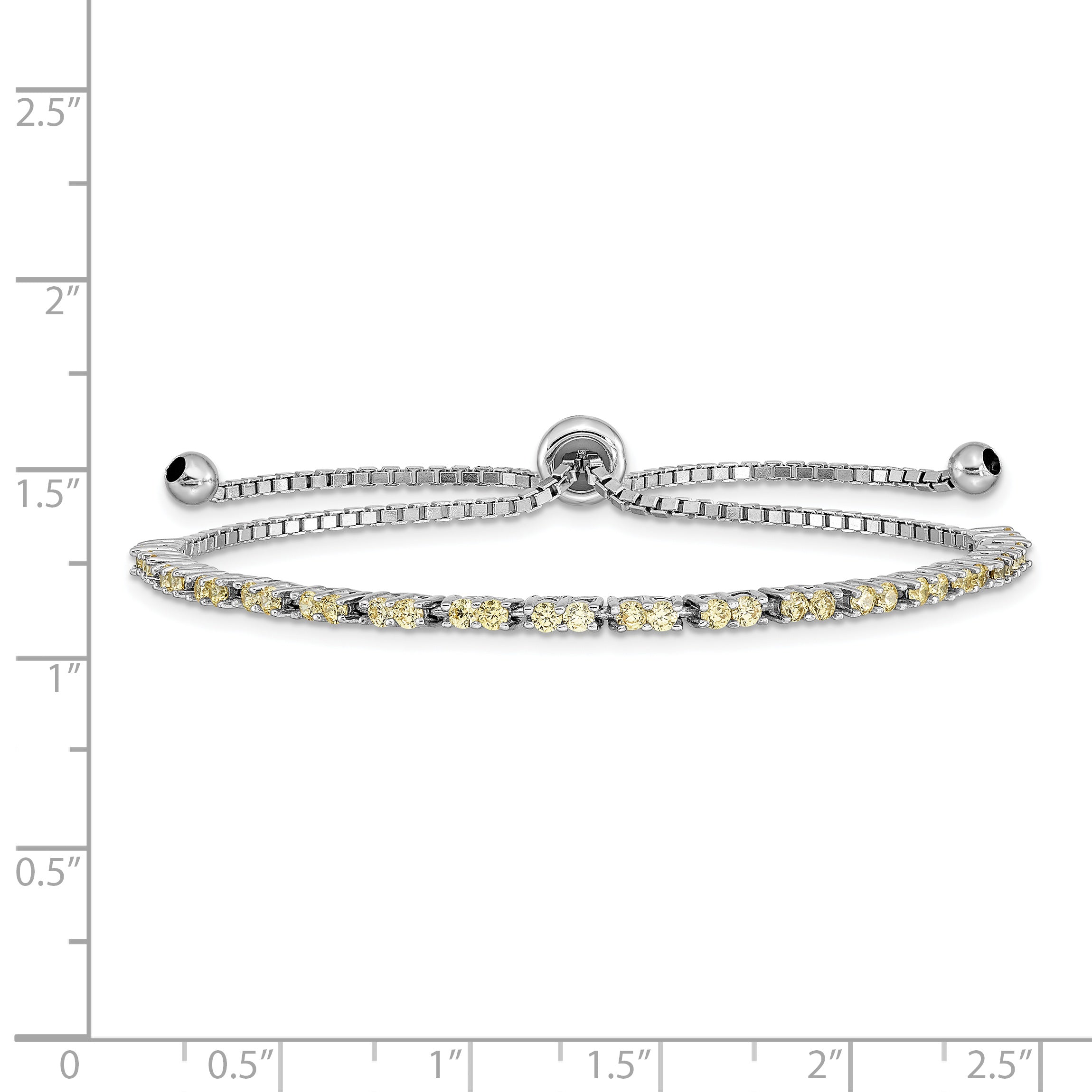 Sterling Silver Rhod-plated November Yellow CZ Adjustable Bracelet Secondary image