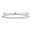 Sterling Silver Rhodium Plated October Pink CZ  Adjustable Bracelet
