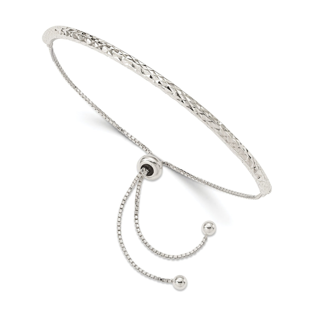 Half-Bangle Bolo Bracelet in Sterling Silver, 2mm, 10.5 Inch - Sophia Jewelers Main image