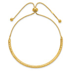 Sterling Silver Gold-tone Diamond-cut Bar Adjustable Bracelet