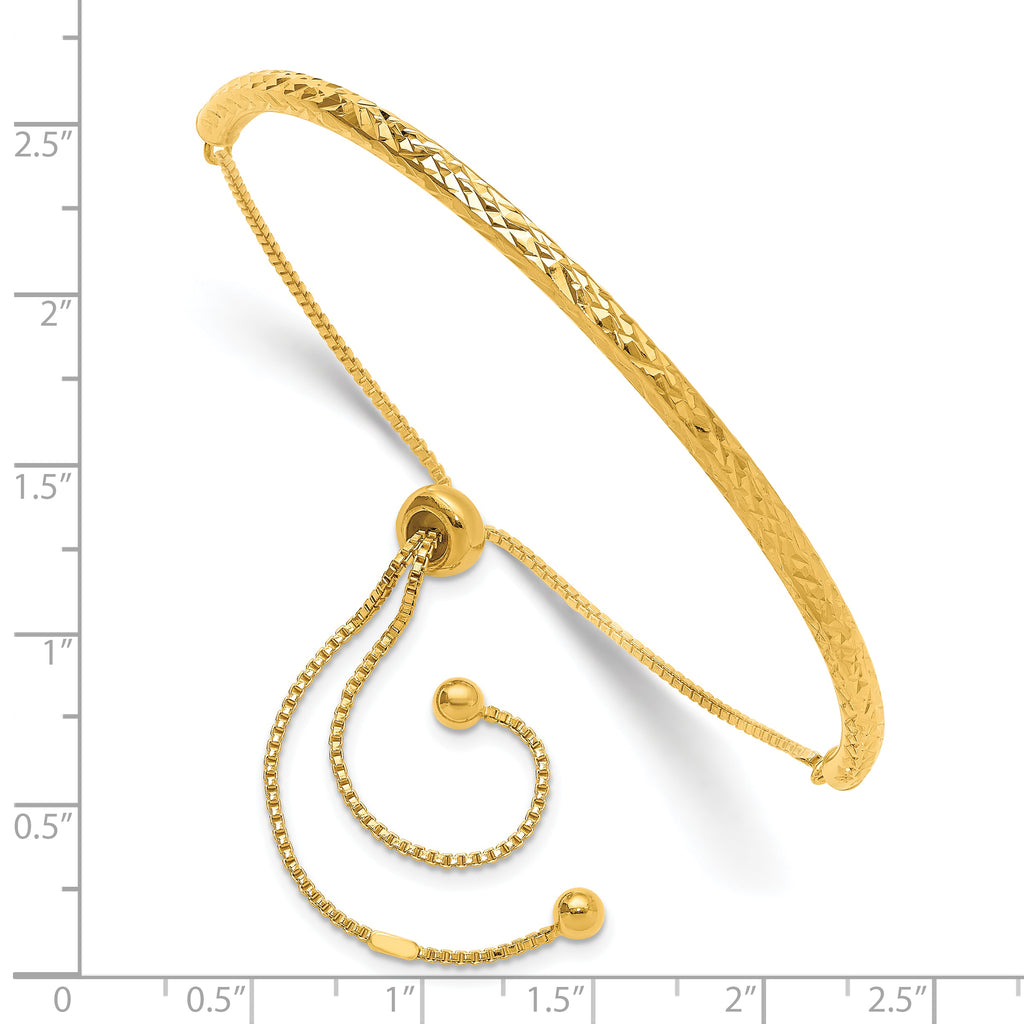 Sterling Silver Gold-tone Diamond-cut Bar Adjustable Bracelet