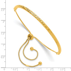 Sterling Silver Gold-tone Diamond-cut Bar Adjustable Bracelet