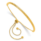 Sterling Silver Gold-tone Diamond-cut Bar Adjustable Bracelet