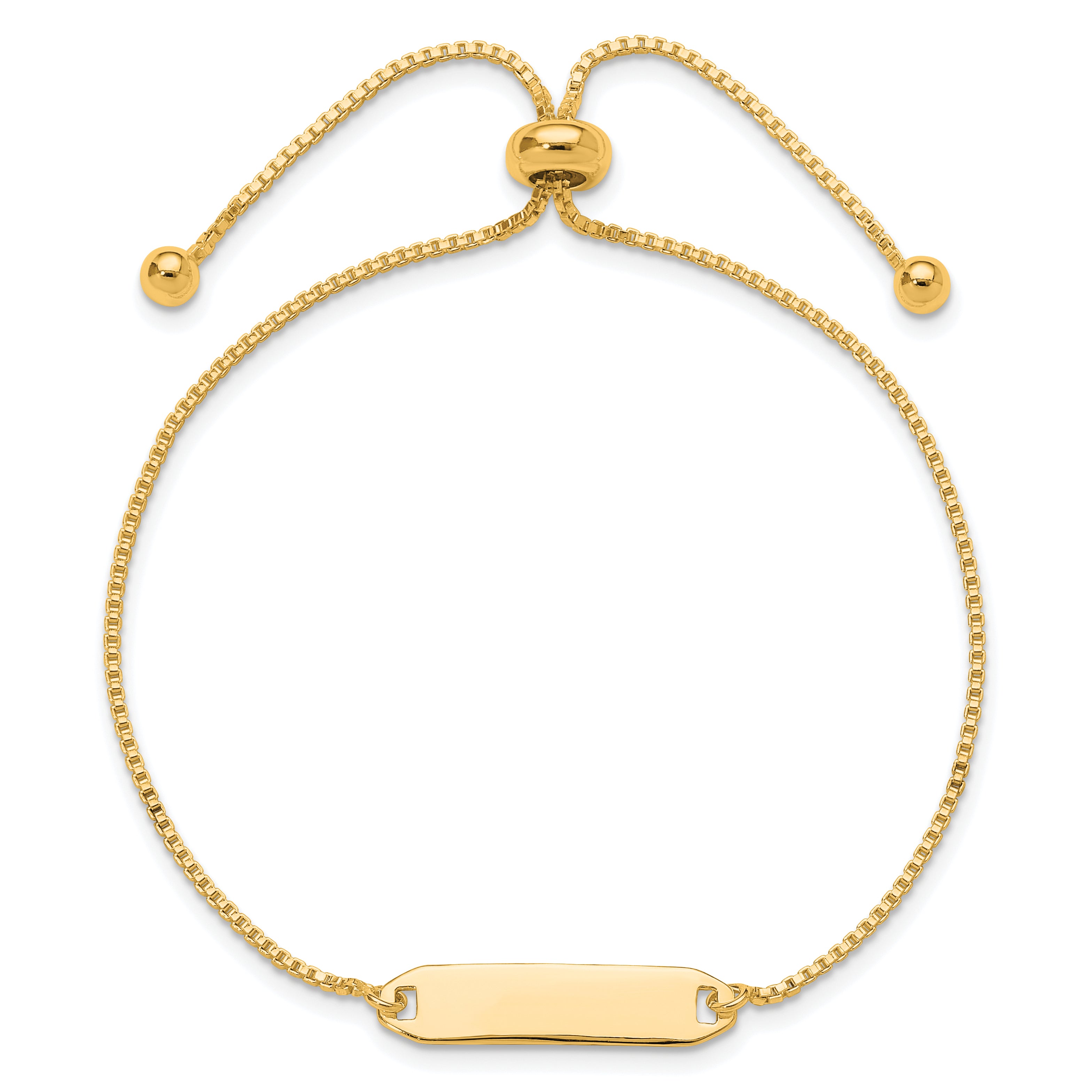 Sterling Silver Gold-tone Polished Bar Adjustable Bracelet