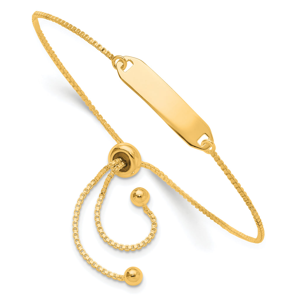 Sterling Silver Gold-tone Polished Bar Adjustable Bracelet