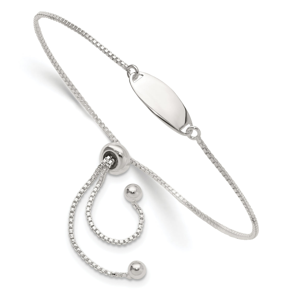 Sterling Silver Polished Bar Adjustable Bracelet