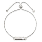 Sterling Silver Polished Bar With  Heart Adjustable Bracelet