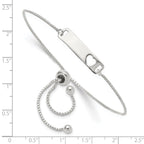Sterling Silver Polished Bar With  Heart Adjustable Bracelet