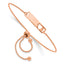 Sterling Silver Rose Gold-tone Polished Bar With  Heart Adjustable Bracelet