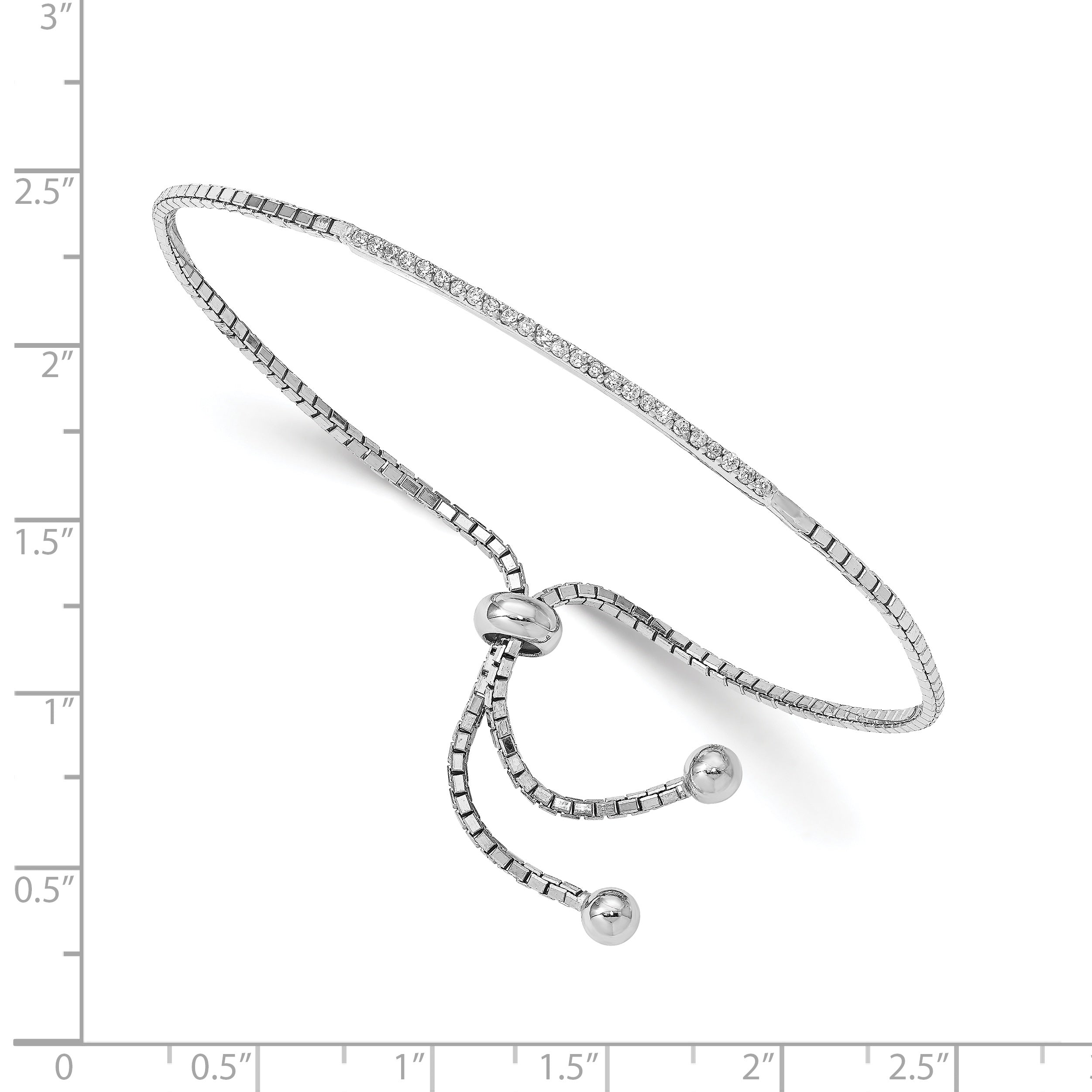 Sterling Silver Rhodium-plated CZ Bar Adjustable Bracelet Secondary image