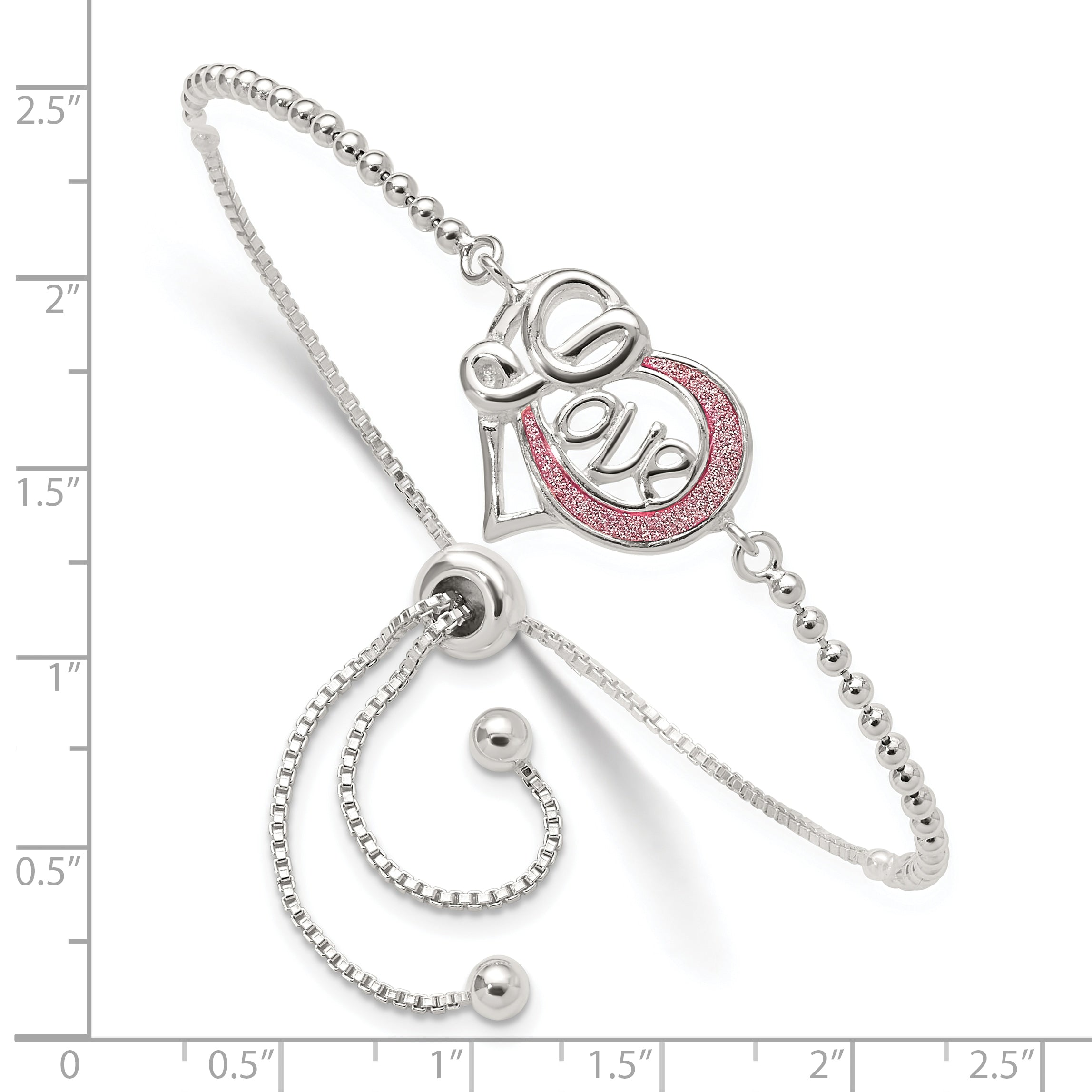 Sterling Silver Glitter Infused Infinity LOVE Adjustable Bracelet Secondary image