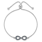 Sterling Silver Rhod-pltd Glitter Infused Infinity Adjustable Bracelet