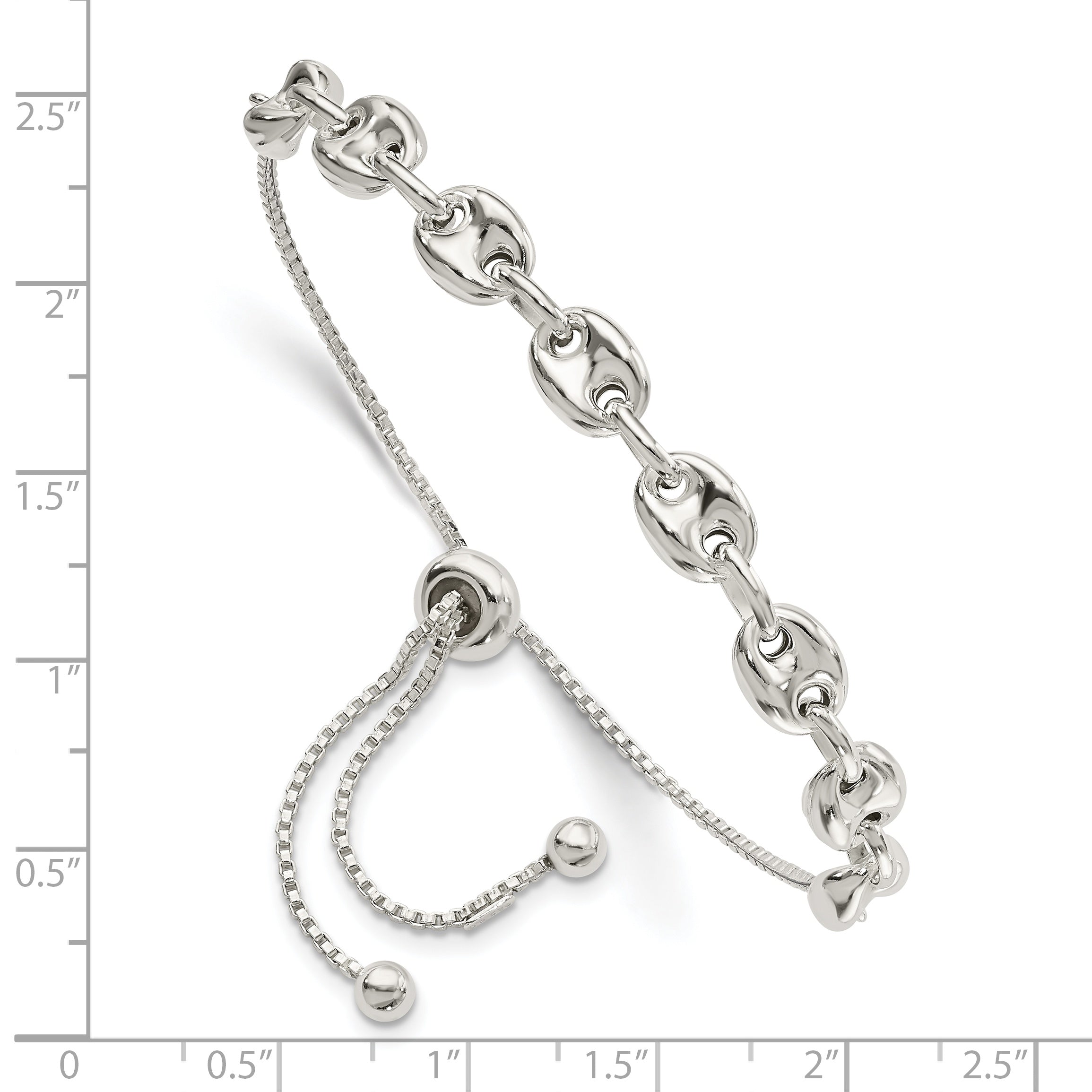 Sterling Silver Polished Link Adjustable Bracelet