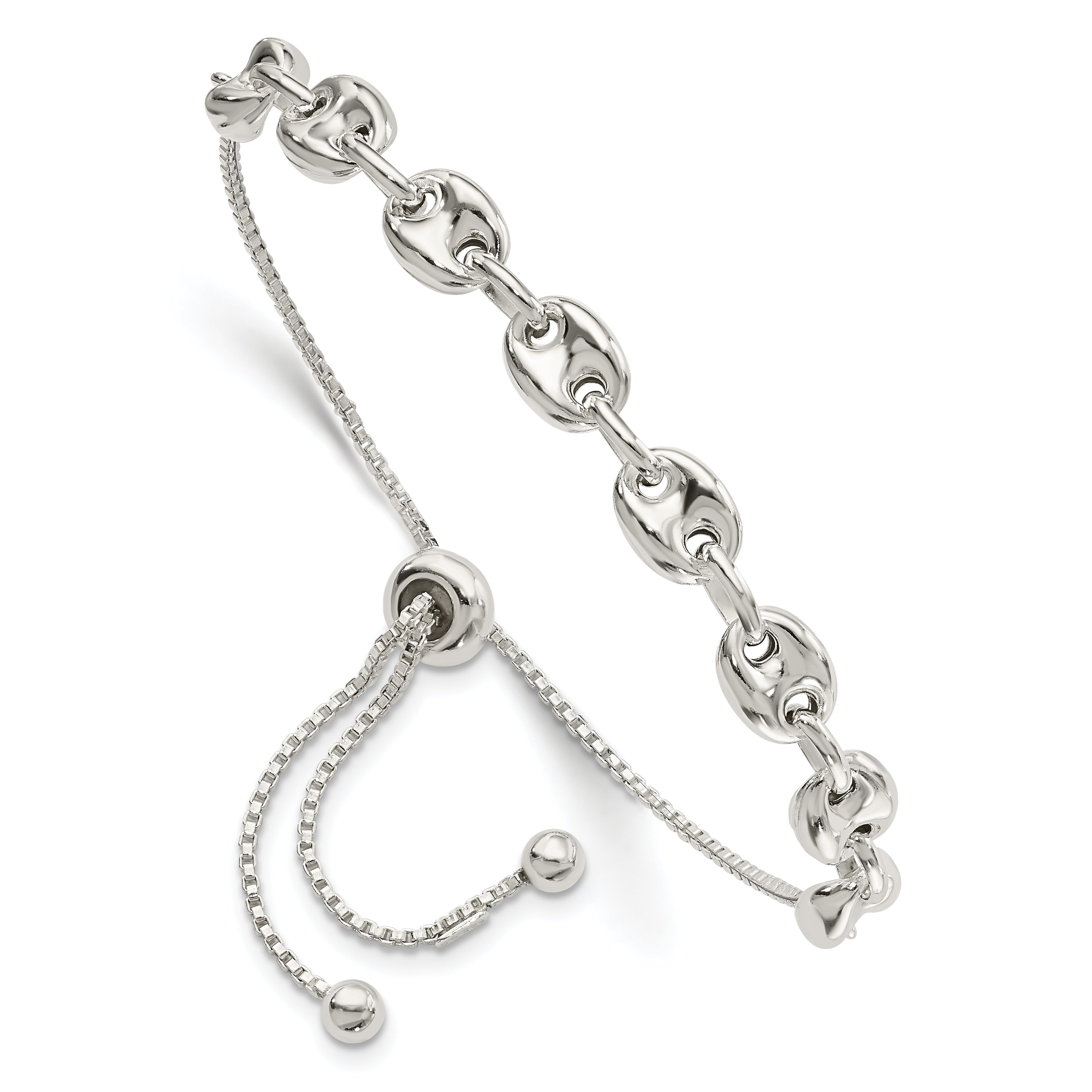 Sterling Silver Polished Link Adjustable Bracelet Main image