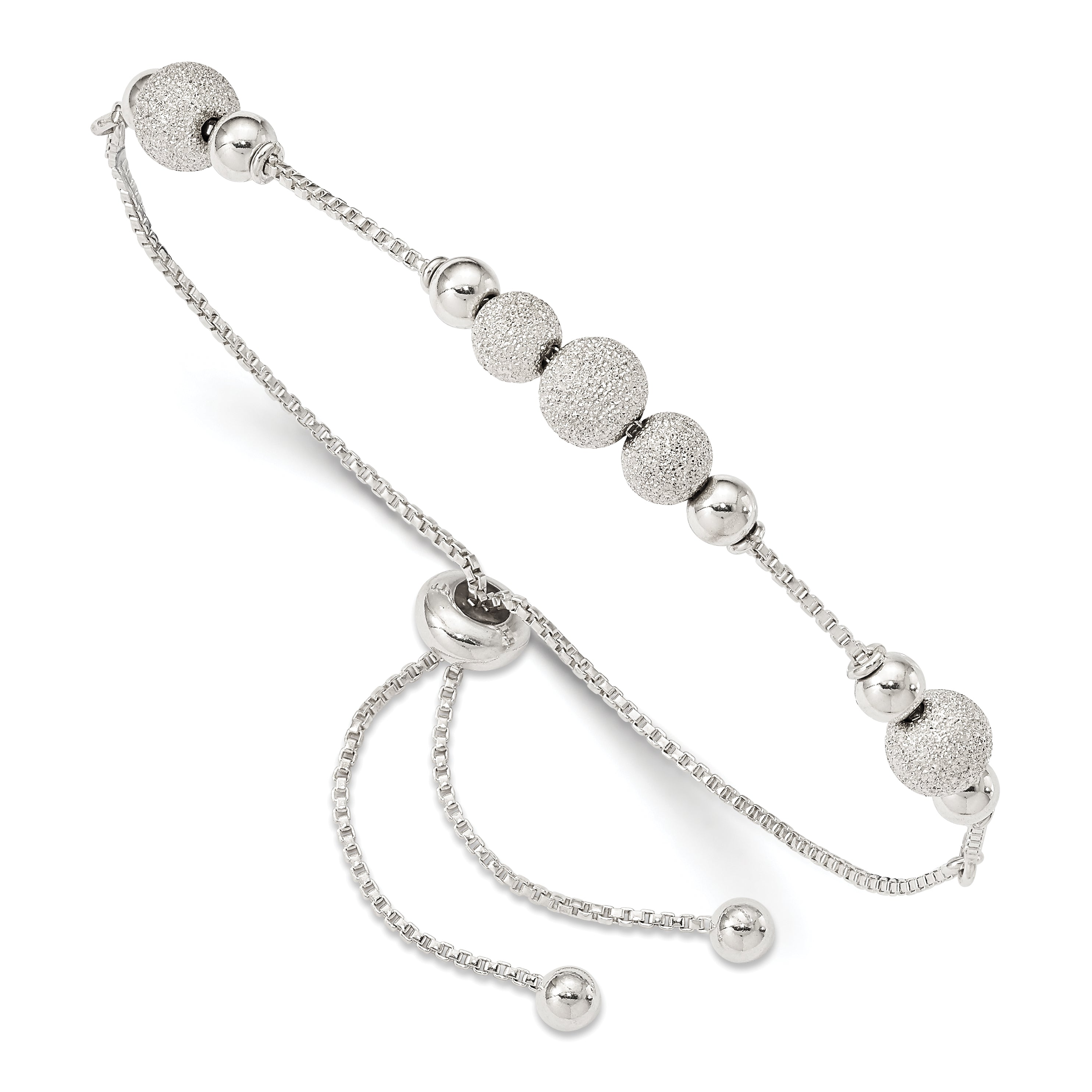 Sterling Silver Beaded Adjustable Bracelet Main image