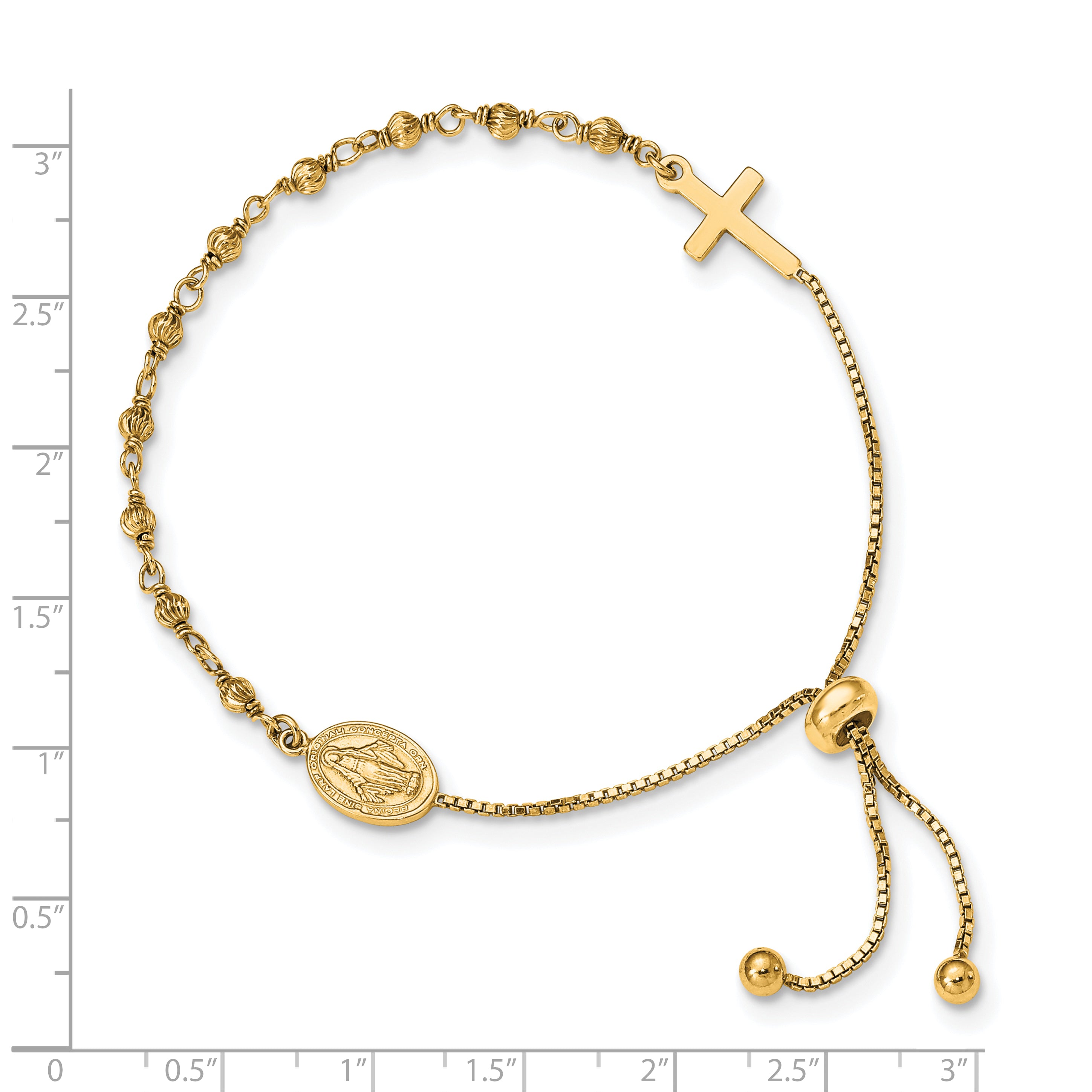 Sterling Silver Gold-tone Miraculous Medal Adjustable Bracelet