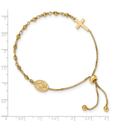 Sterling Silver Gold-tone Miraculous Medal Adjustable Bracelet