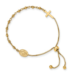 Sterling Silver Gold-tone Miraculous Medal Adjustable Bracelet