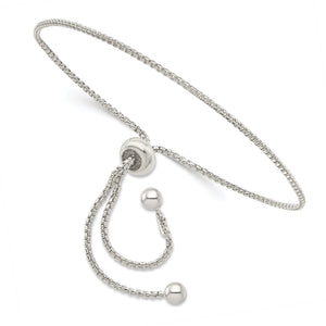 Ball Charm Bracelet in Sterling Silver, Adjustable, 9.2 Inch - Sophia Jewelers