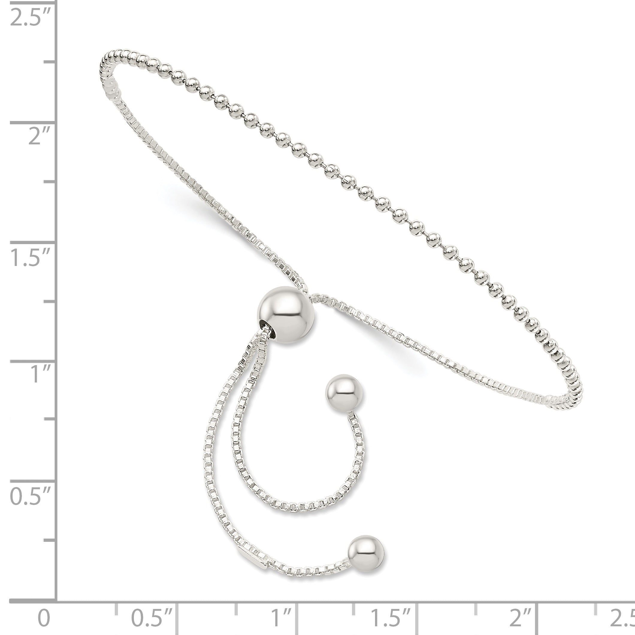 Sterling Silver Beaded Adjustable Bracelet