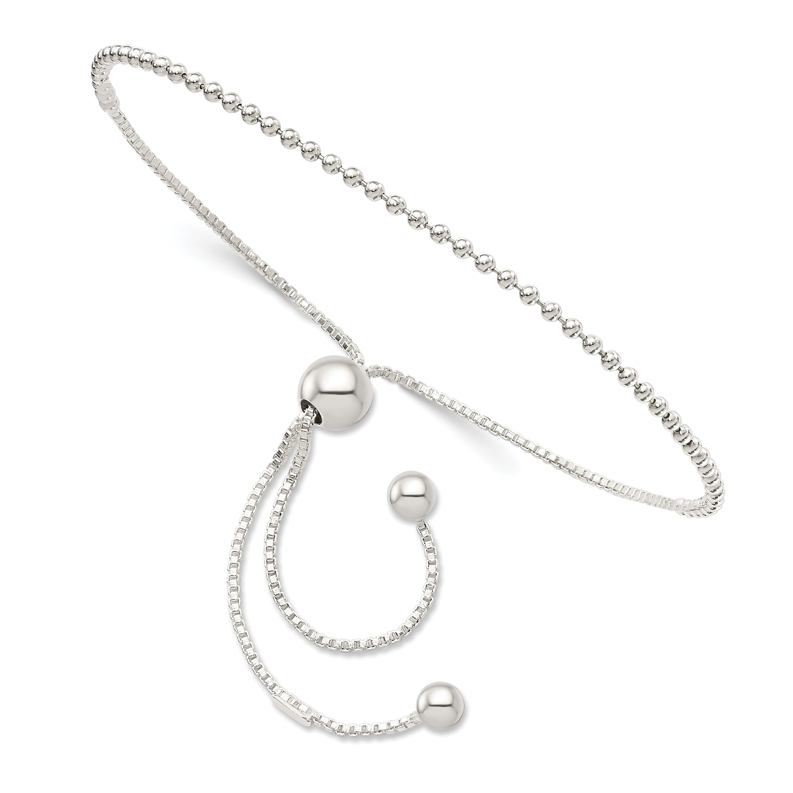 Sterling Silver Beaded Adjustable Bracelet Main image