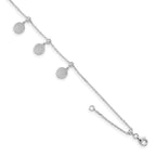 Sterling Silver Rhodium-plated CZ Circle Dangle 8.5in Adjustable Bracelet
