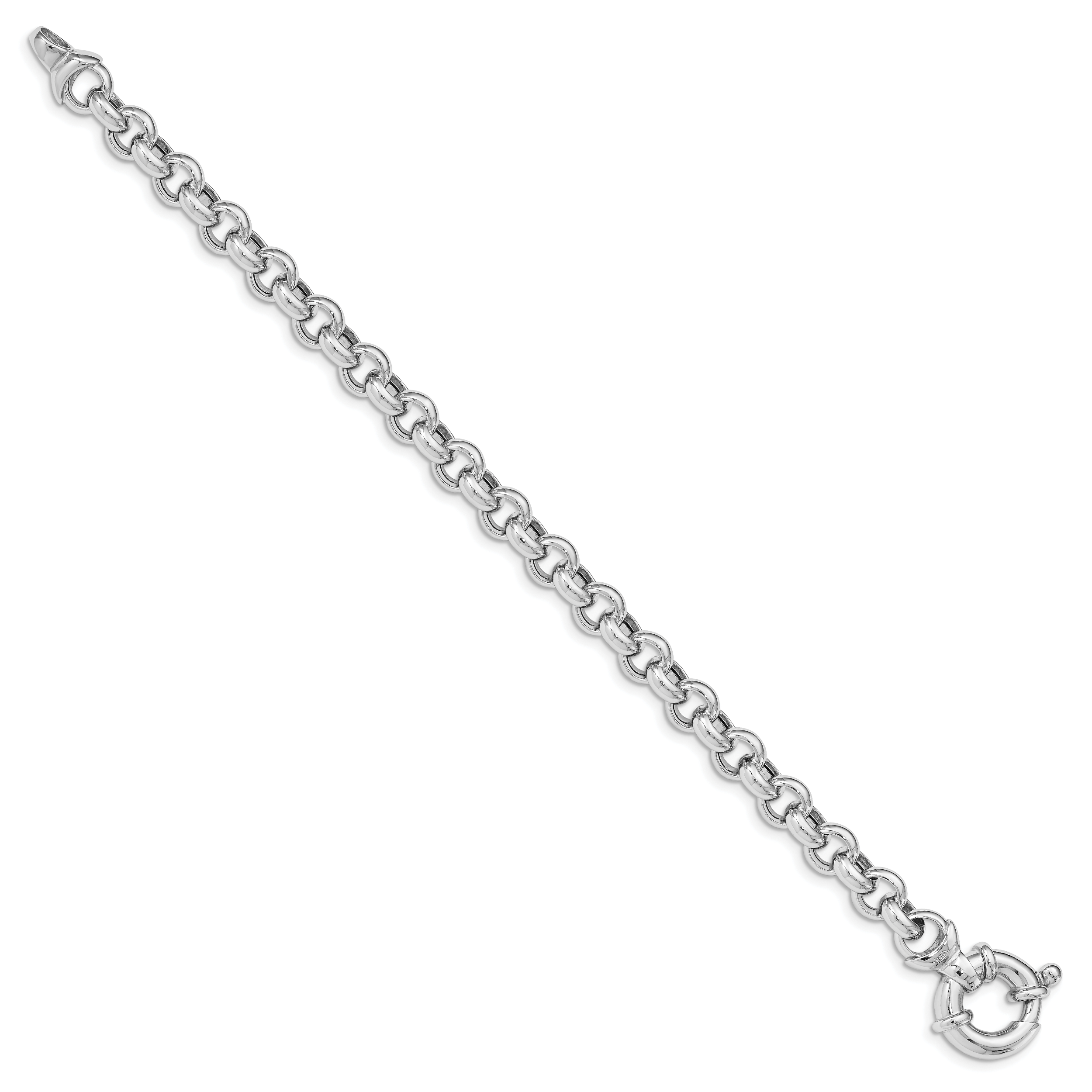 Sterling Silver Rhodium Plated Polished Rolo Link Bracelet Secondary image