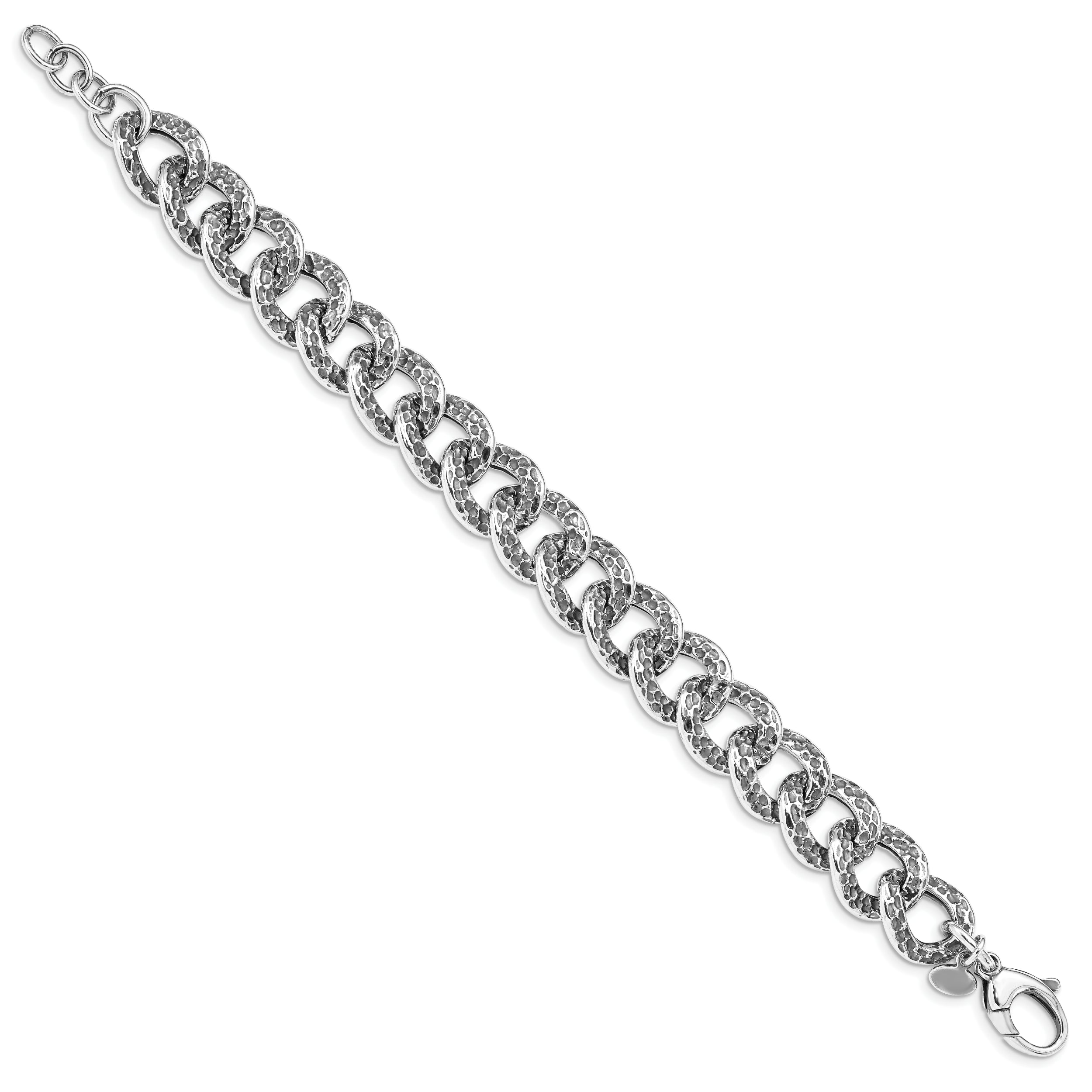 Sterling Silver Antiqued & Textured .50in ext Bracelet